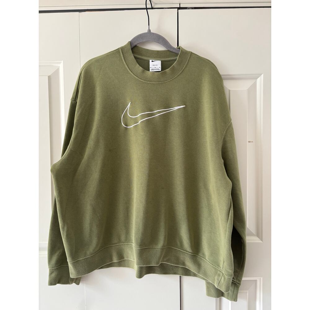 Nike Olive Green Dri-FIT Crewneck Sweatshirt M - Picture 2 of 8